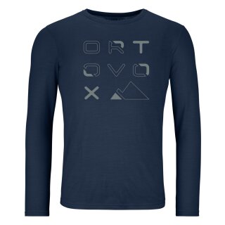 Ortovox 185 Merino Brand Outline Longsleeve Men deep ocean