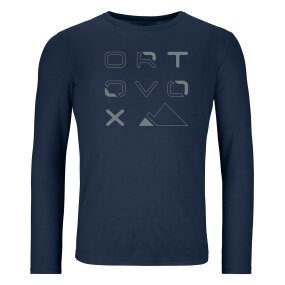 Ortovox 185 Merino Brand Outline Longsleeve Men deep ocean